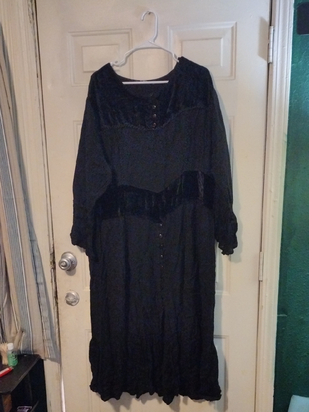 Black Long Button-Front Maxi Dress